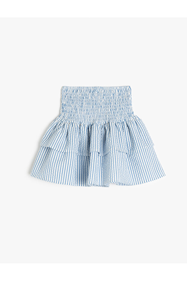High-Waisted Striped Skirt with Ruffled Gipe Detail