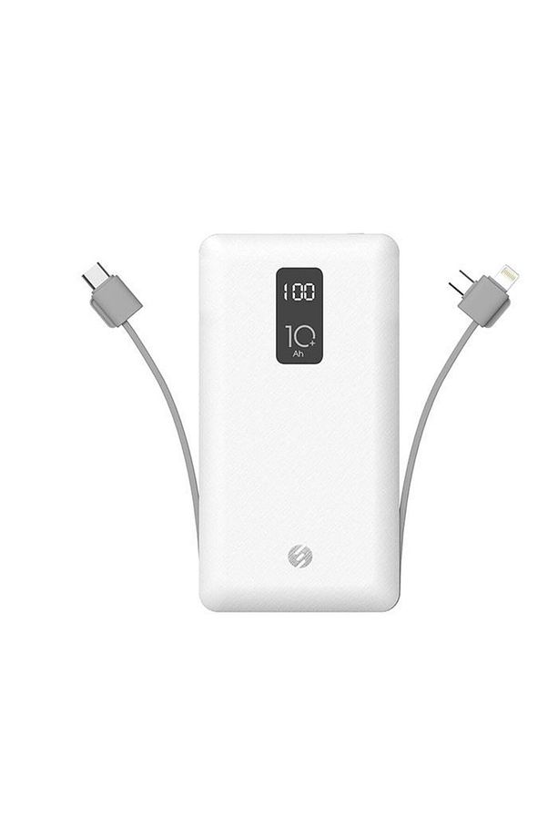 Ip-t100c 10000mah Lightning Micro Type C Kablolu Powerbank Beyaz Lcd'li Taşınabilir Pil Şarj - 1