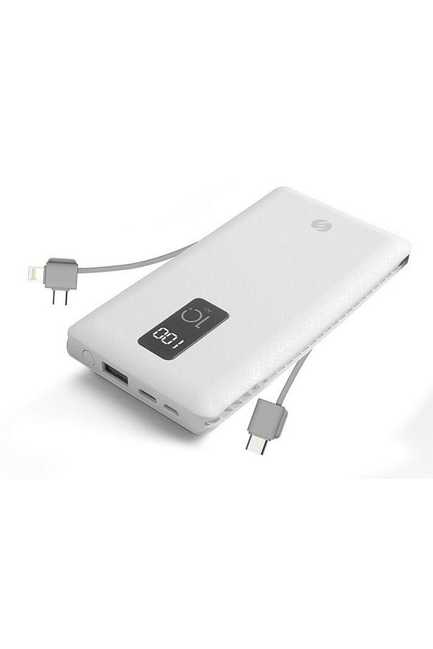 Ip-t100c 10000mah Lightning Micro Type C Kablolu Powerbank Beyaz Lcd'li Taşınabilir Pil Şarj - 2