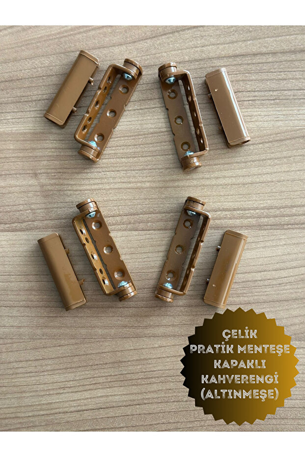 Pvc Pimapen Kapı Pencere Pratik Çelik Menteşe 80mm Kahve/altınmeşe (4 ADET) Vidalar Dahil - 2