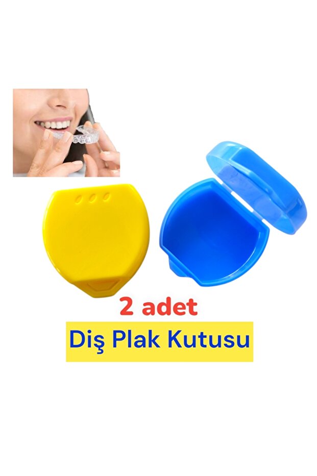 Diş Plak Kutusu Gece Plak kabı Sarı ve Mavi 2 Adet - 2