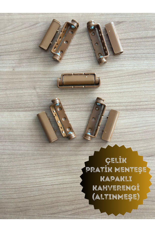 Pvc Pimapen Kapı Pencere Pratik Çelik Menteşe 80mm Kahve/altınmeşe (5 ADET) Vidalar Dahil - 3