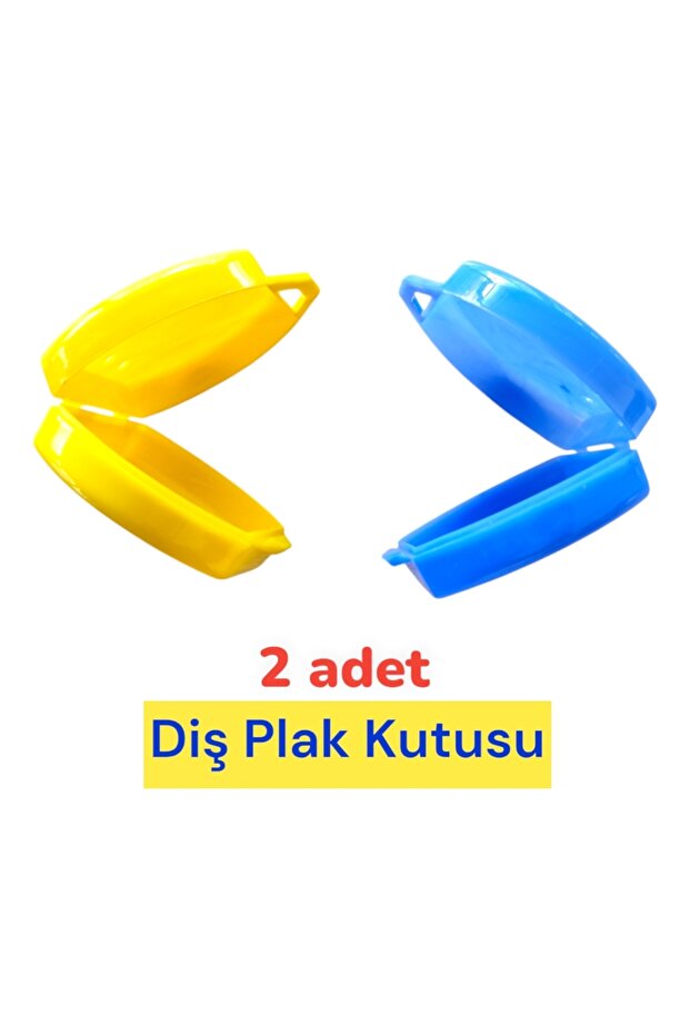 Diş Plak Kutusu Gece Plak kabı Sarı ve Mavi 2 Adet - 3