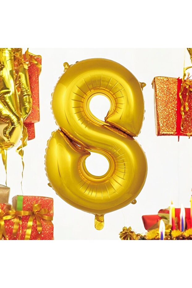 8 Years Old Gold Number Foil Balloon 34 Inches 76 cm