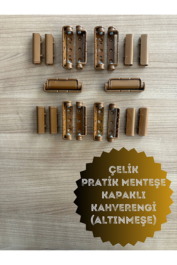 Pvc Pimapen Kapı Pencere Pratik Çelik Menteşe 80mm Kahve/altınmeşe (10 ADET) Vidalar Dahil - 2