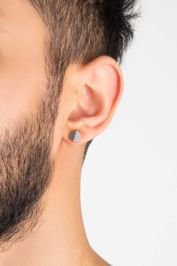 Minimal Stil Çelik Erkek Küpe - 3
