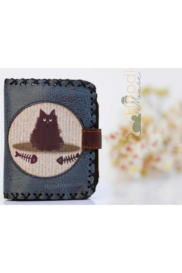 Small Wallet with Karamık Figure Ethnic Bohemian Retro Style - Petrol