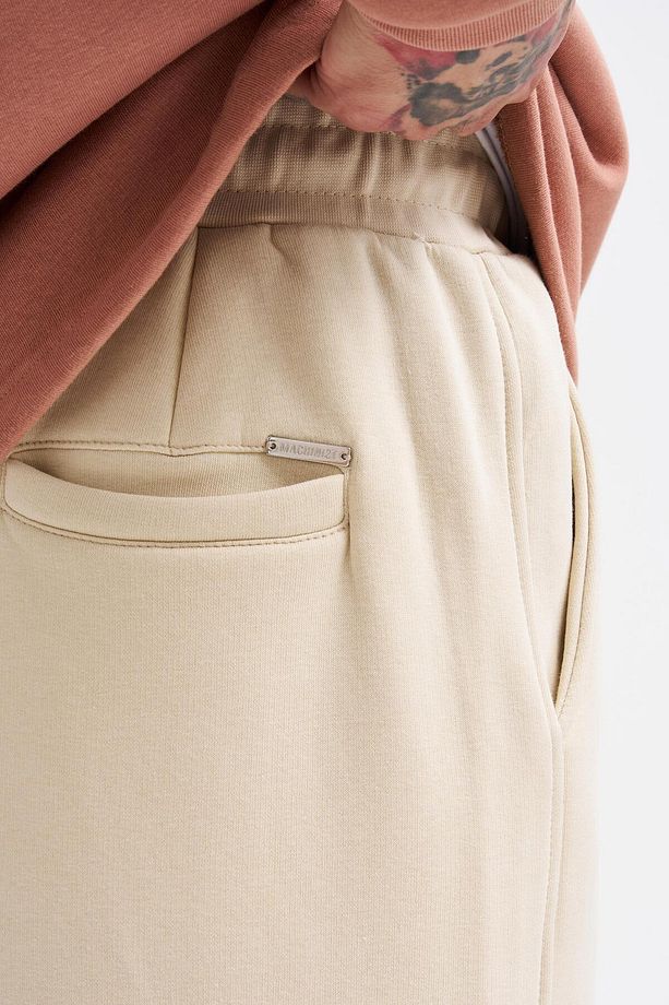 Erkek Baggy Oversize Açık Bej Eşofman Altı - 3