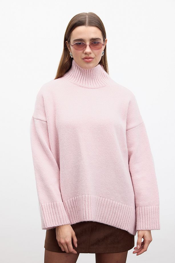 OVERSIZE YUMUŞAK KAZAK PEMBE - 7