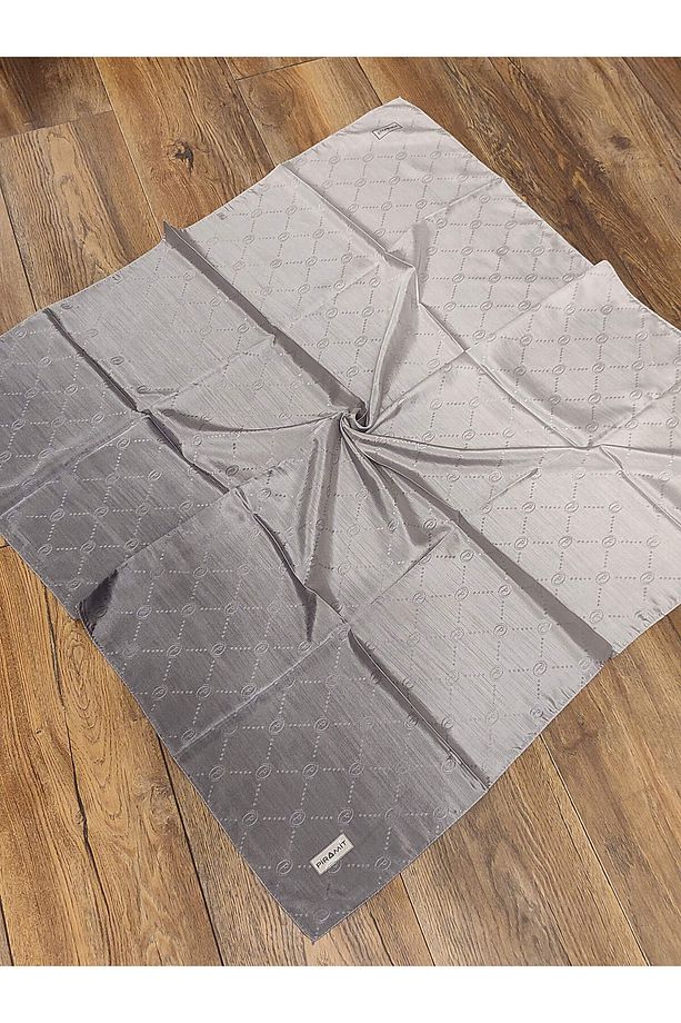 Koyu Gri Renk Geçişli Jakarlı Degrade Monogram Eşarp - 1