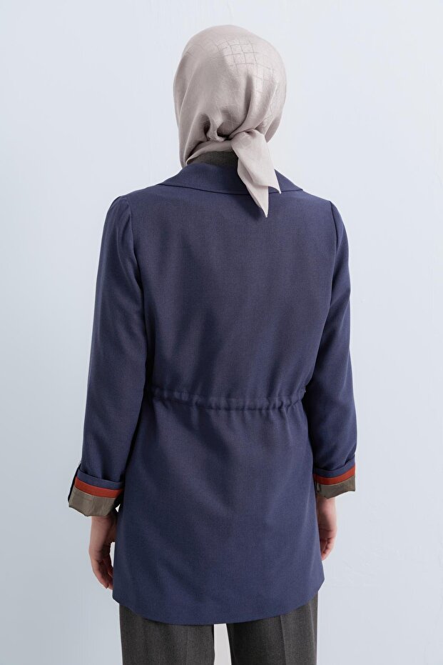 Kol Detaylı Blazer Ceket İndigo - 4