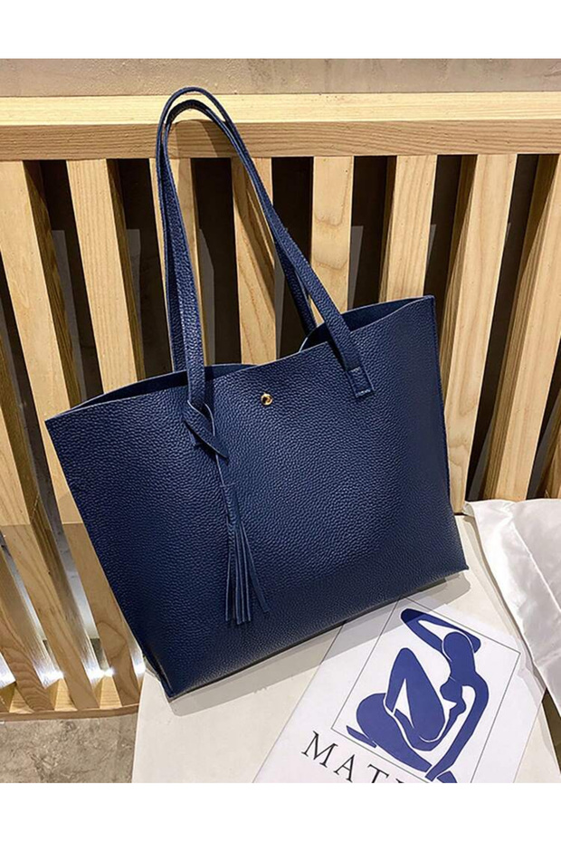 حقيبة كتف ذات سعة كبيرة مع شرابات