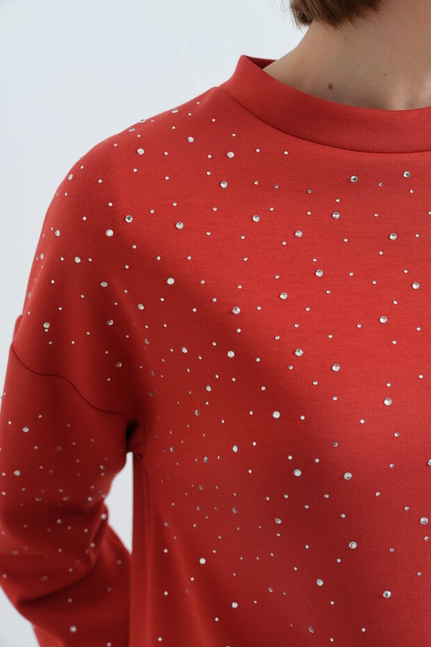 Parlak Taşlı Sweat Kiremit - 2