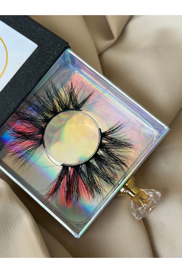OMBRE RENLİ TAKMA KİRPİK/PİNK WİSPY LASHES/ 7D NEON PEMBE OMBRE TAKMA KİRPİK/FESTİVAL KİRPİKLERİ - 2
