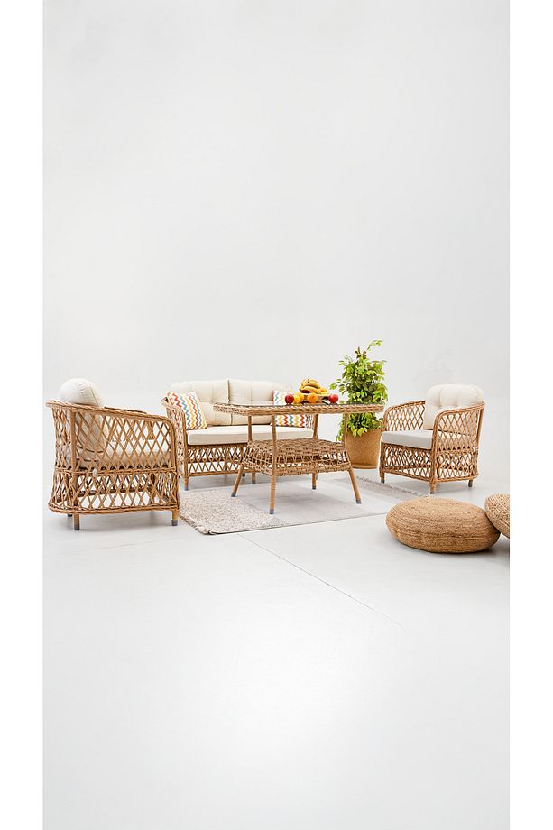 Palm Alüminyum Rattan Bahçe Balkon Oturma Grubu (2 1 1 Masa ) - 1