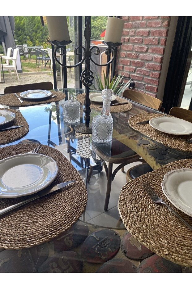 Hasır Amerikan Servis Bambu Örme Supla 6'lı Oval 30x45cm - 4