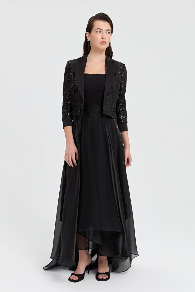 Stylish Black Skirt Jacket - 3