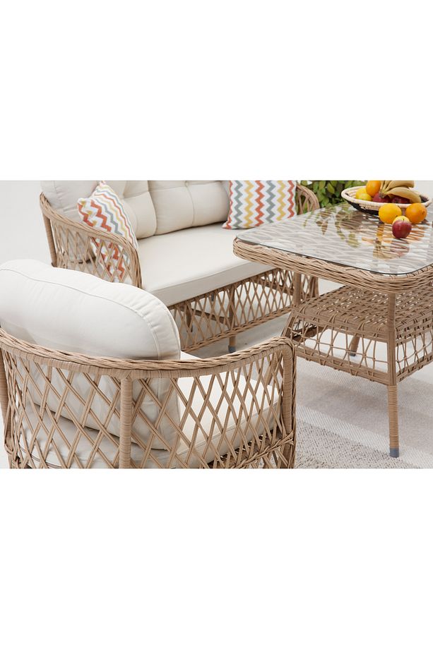 Palm Alüminyum Rattan Bahçe Balkon Oturma Grubu (2 1 1 Masa ) - 5