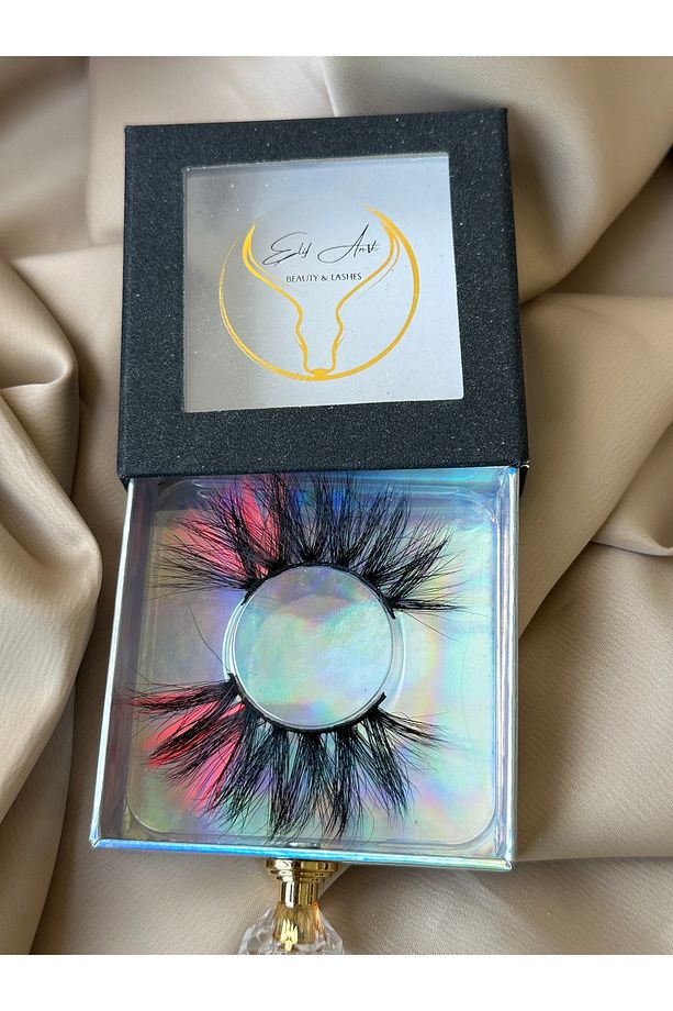 OMBRE RENLİ TAKMA KİRPİK/PİNK WİSPY LASHES/ 7D NEON PEMBE OMBRE TAKMA KİRPİK/FESTİVAL KİRPİKLERİ - 1