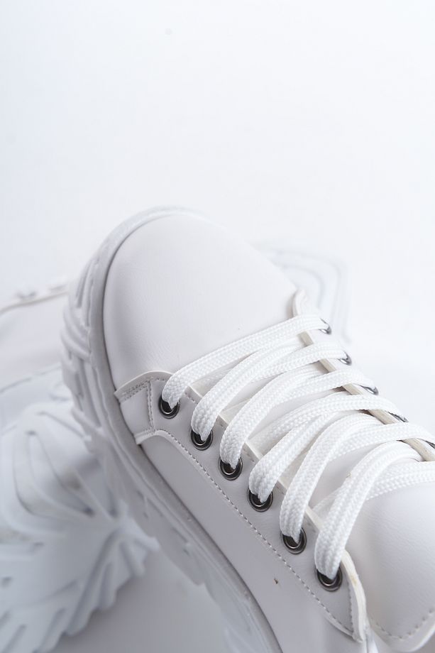 Lara Fermuarlı Platform Yüksek Taban Spor Ayakkabı Kadın Beyaz Sneaker - 4