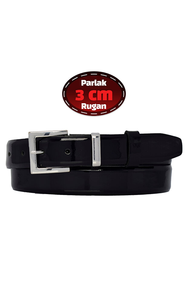 100% Genuine Leather, 3 cm Black Patent Leather Classic Women's Belt, Business, Business Woman, Fabric, Suit Belt-R48