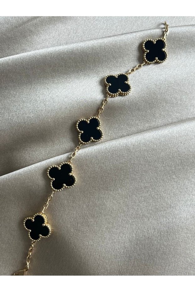 Women's Steel Black Tarnish-Free Clover Bracelet