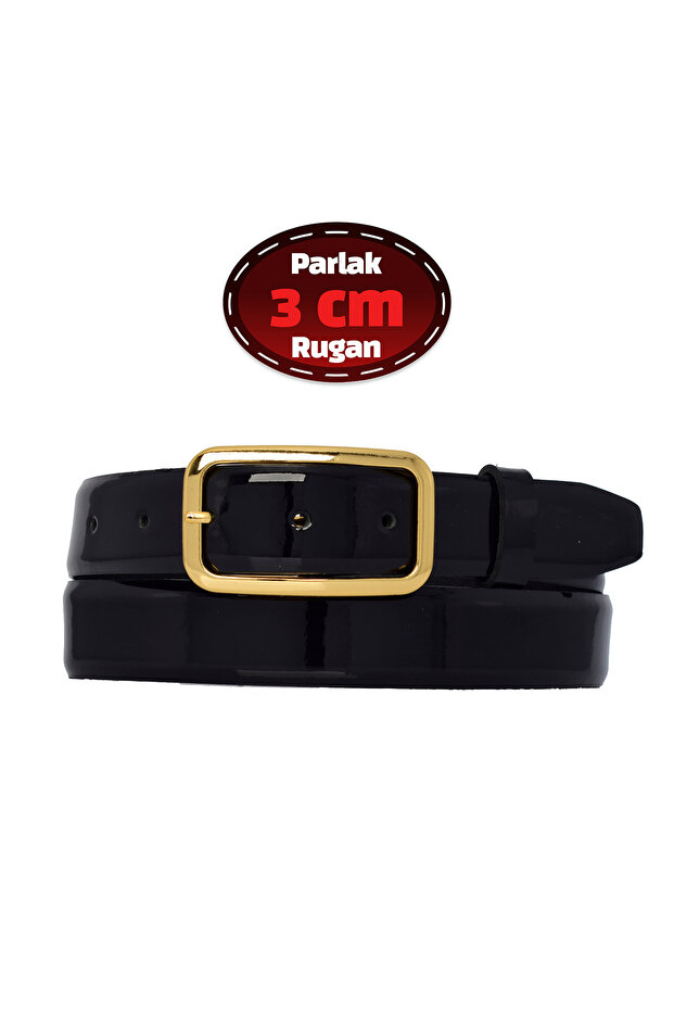 100% Genuine Leather, 3 cm Black Patent Leather Classic Belt for Women, Business, Business Women, Fabric, Tooling Belt-R50