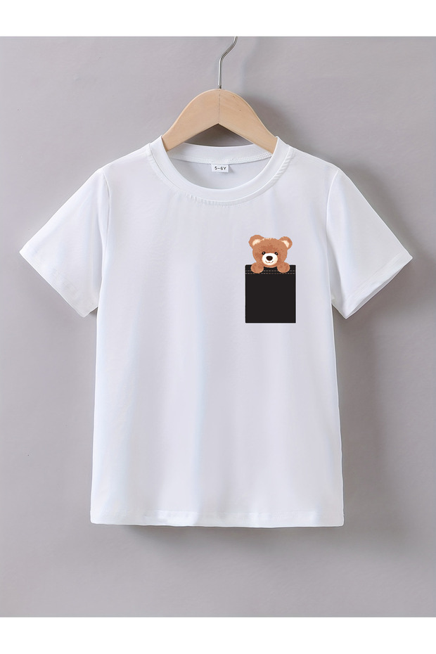 Pocket Teddy Bear Printed T-Shirt for Kids