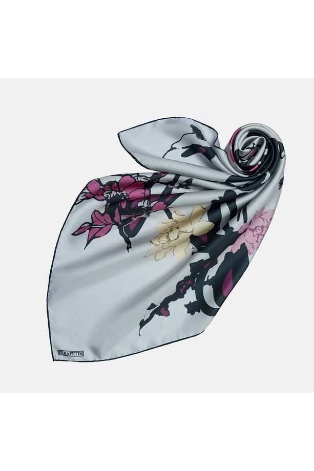 Zerafet Yazı Desen İpek Twill Eşarp - 3