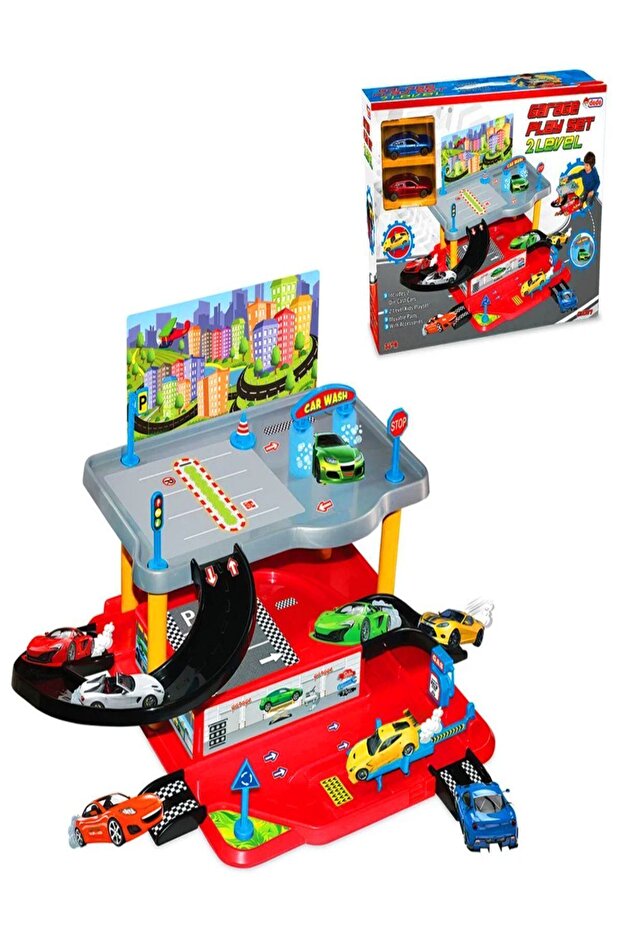 2 Storey Toy Garage Set Track - Car Parking - Station Car Play Set -Dede - 1