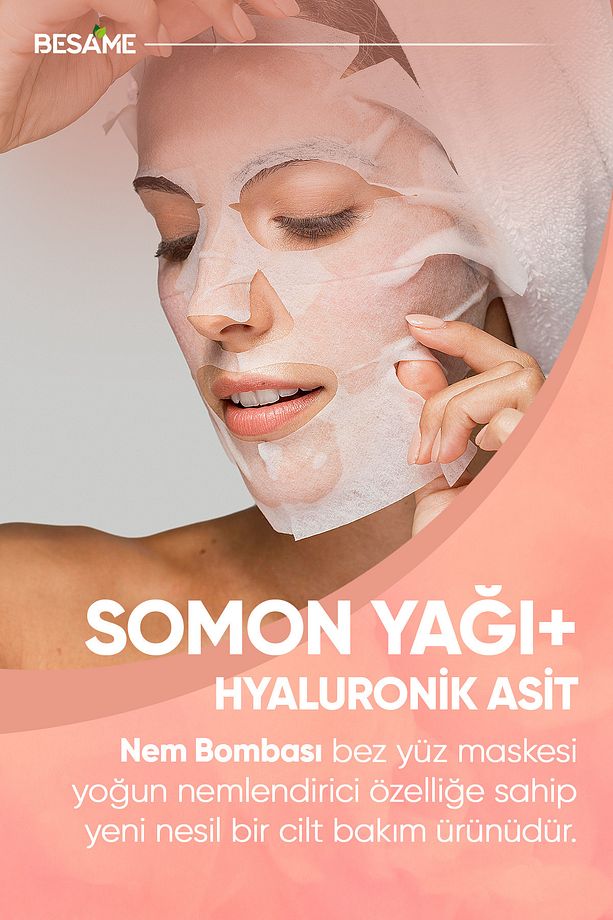Somon Yağı Hyaluronik Asit Nem Bombası Kağıt Yüz Maskesi 15 ml - 6