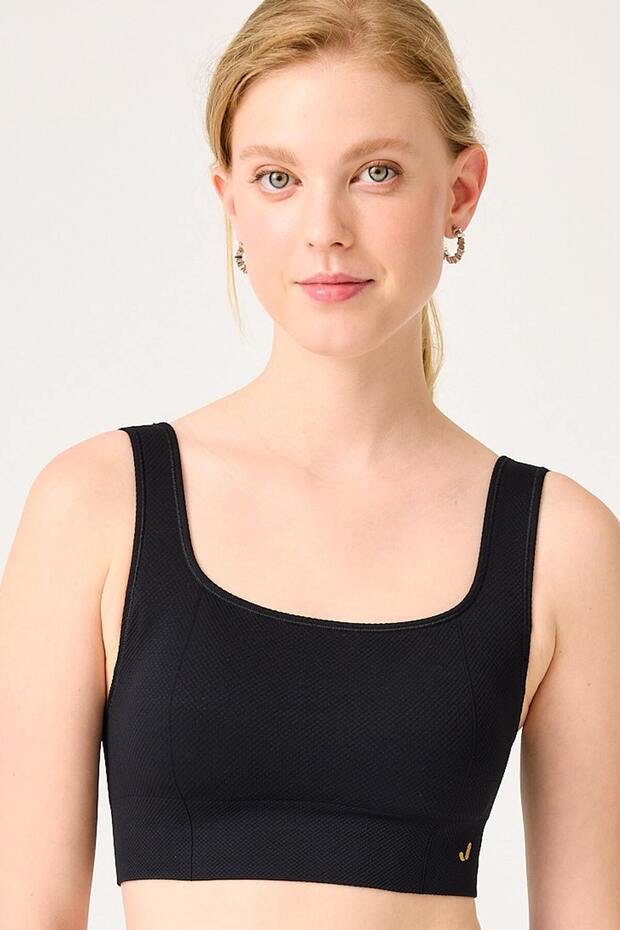 حمالة صدر مغطاة بنمط قرص العسل باللون الأسود - 2