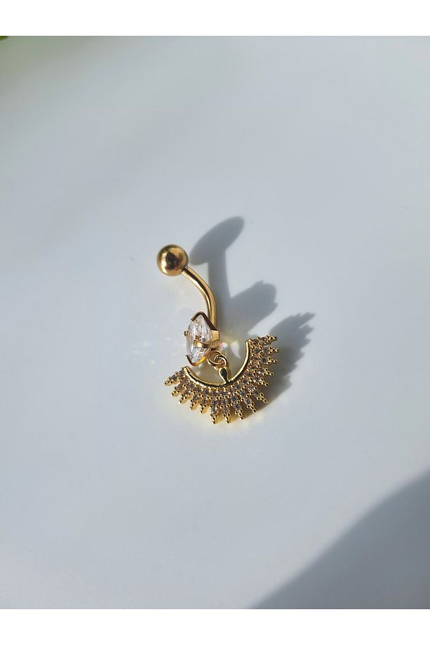Çelik  Yelpaze Gold Göbek Piercingi - 4