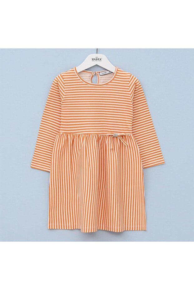 Girl's Long Sleeve Slim Dress - 42022 - Striped