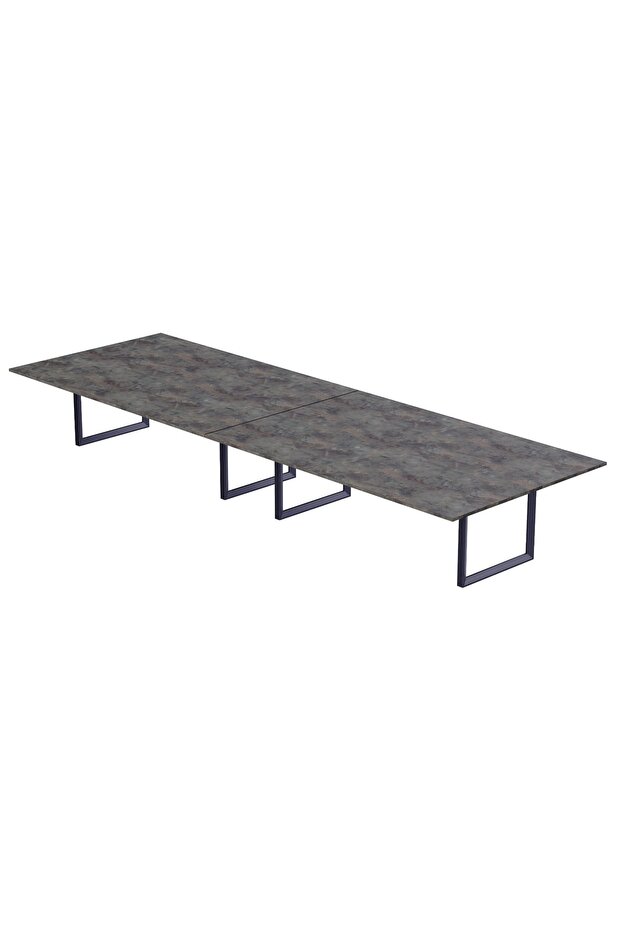 136 BLK Wooden Dining Table Loop-Leg, 10-Seater for Kitchen-360cm, Anthracite Metal Rocks