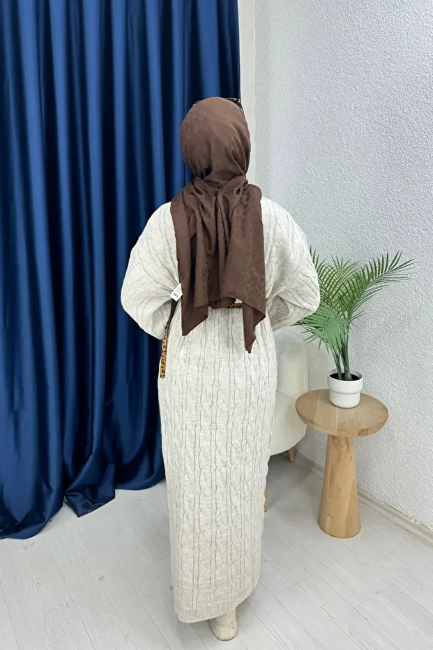 Örgülü Triko Elbise - 6