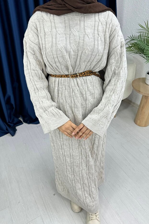 Örgülü Triko Elbise - 5