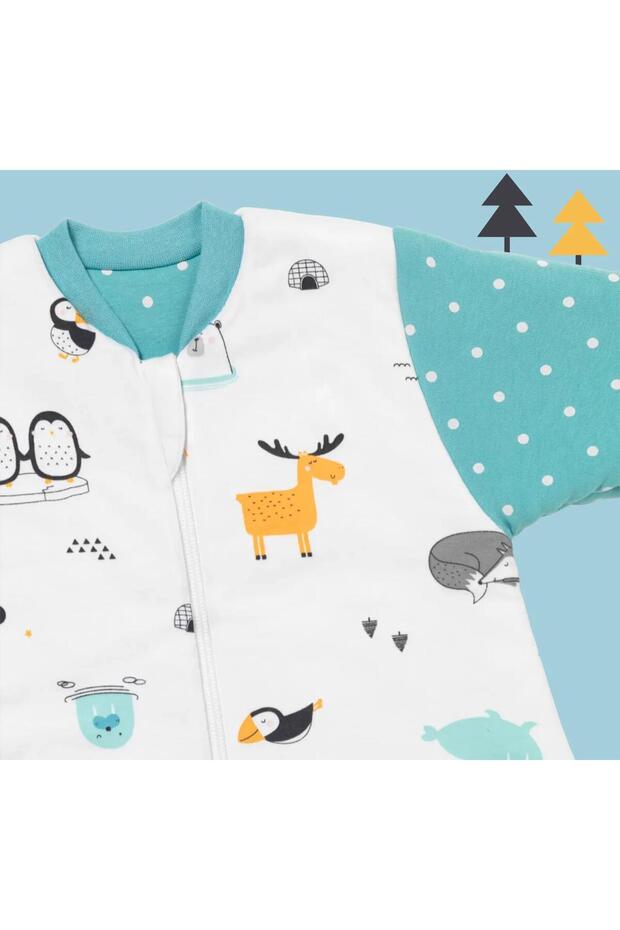 Kundak Çocuk-bebek Uyku Tulum Organik Pamuklu İç Dolgu Polyester-110cm-(2.5-3.5 Tog) - 3