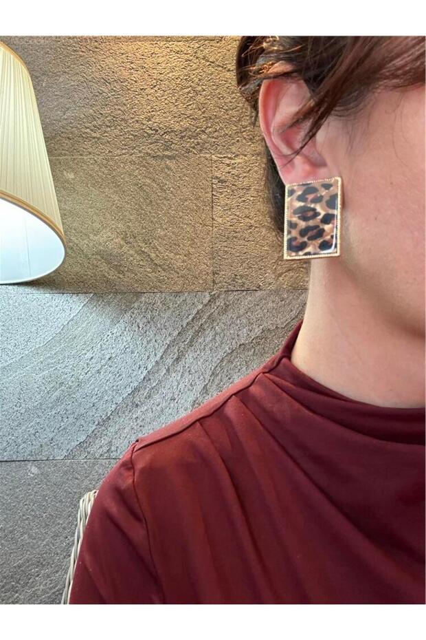 Leopard Rectangular Earrings - 2