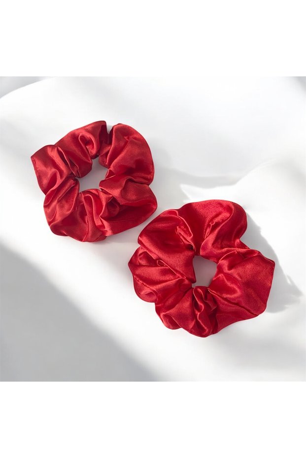 Set of 2 Red Satin Bagel Rubber Buckles