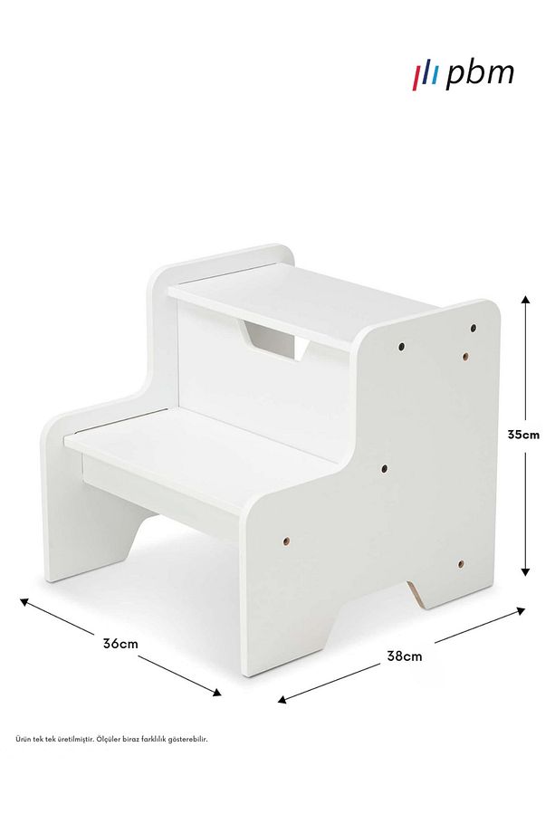 Dayanıklı Sağlam Çocuk Ahşap Basamaklı Tabure Çocuk Yükseltici Basamak Kullanışlı Minimal Şık - 7