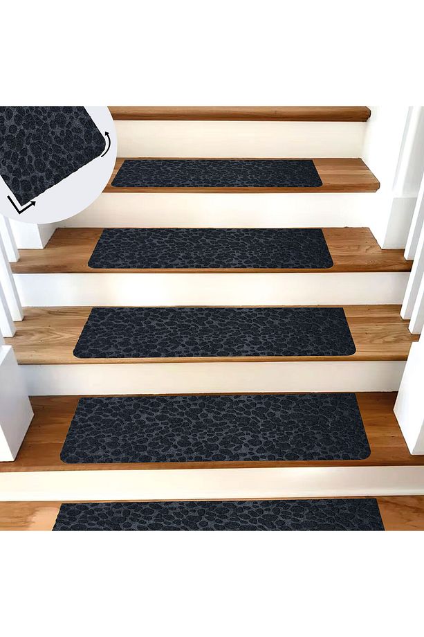 Antrasit Kaydırmaz Keçe Merdiven Matı 22x75 Cm - 7 Adet - 1