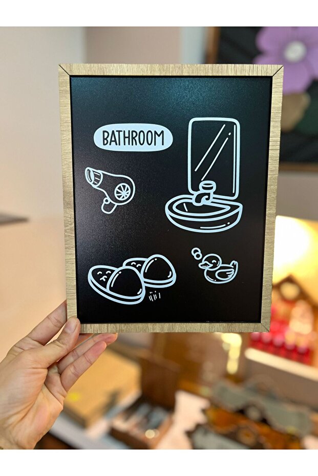 Wooden Frame - Toilet Bathroom Painting - Wall Decoration - Bathroom Wall Frame