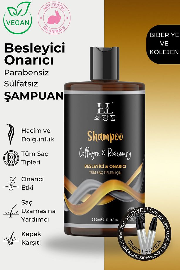 Dökülen Ve Geç Uzayan Saçlara Biberiye Ve Kolejenli Yoğun Bakım Besleyici & Onarıcı Şampuan 330ml - 1