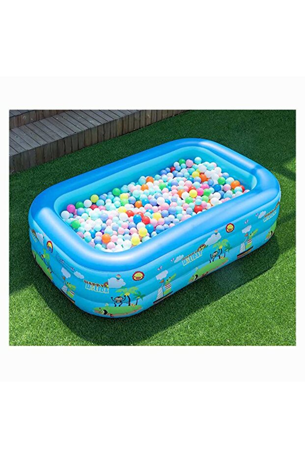 - 3 Layers Bubble Base Square Pool - Blue - 2