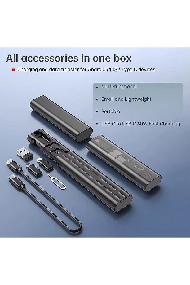 7in1 Seyahat Seti  Type-C to Type-C Kablo,  Kart Yuvası,  Usb/Mikro/Lightning Port, Sim Kart İğnesi - 5