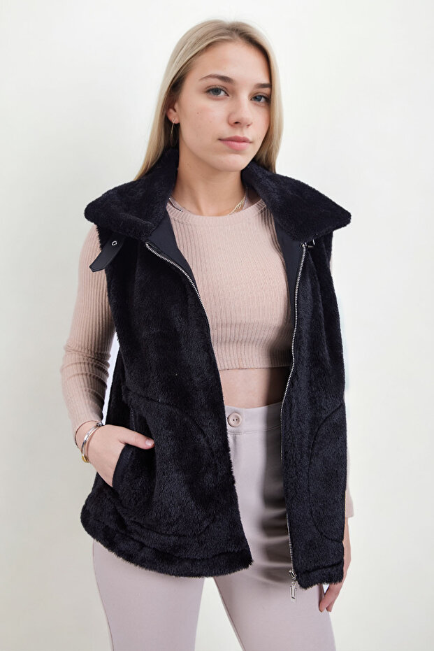 Vestă de blană de pluș - 1