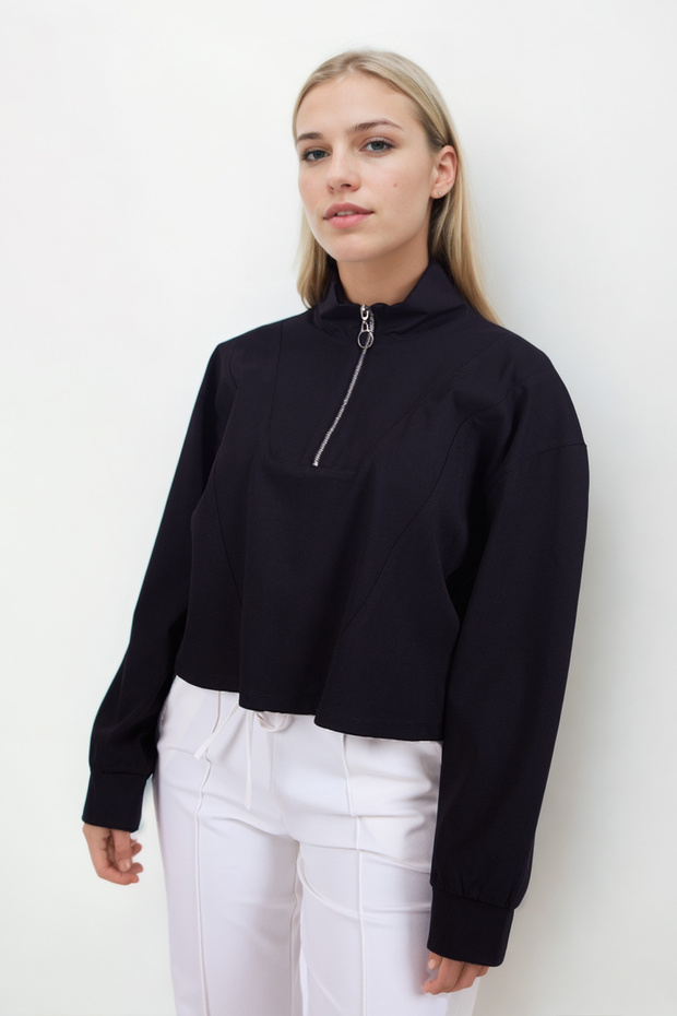 Önü Fermuarlı Modal Bluz - 6