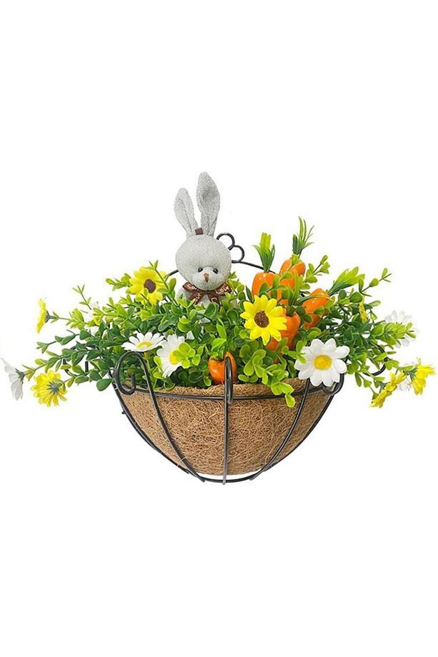Çiçek Sepeti Duvar Saksısı Kapı Sepeti Coco Elyaf Makreme Saksı 25cm - 2