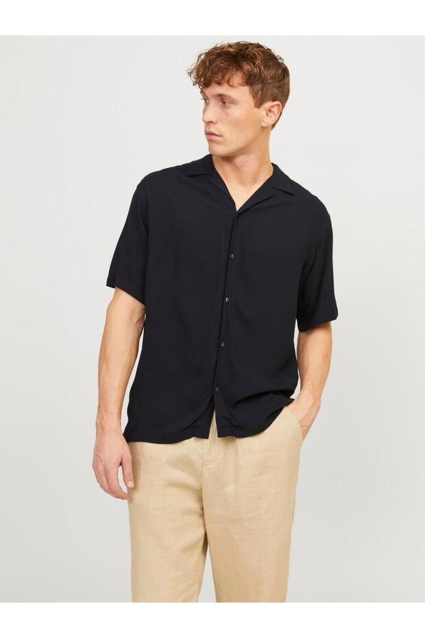 قميص JJEJEFF SOLID RESORT SS SN أسود